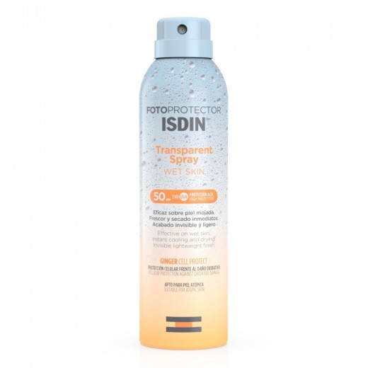 Spray transparent de protectie solara pentru corp Wet Skin, SPF50, 250ml, Isdin