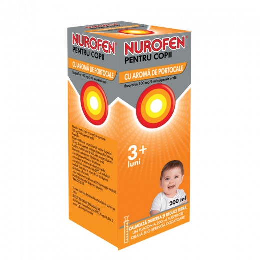 Nurofen pentru copii cu aroma de portocale 100mg/5ml 100ml