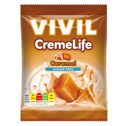Vivil Bomboane cremoase Creme Life Classic cu Caramel fara zahar 110g